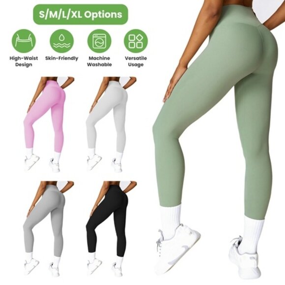 Women\'s High Waist Workout Leggings Tummy Control Compression Yoga Tight Pants - Picture 6 of 8